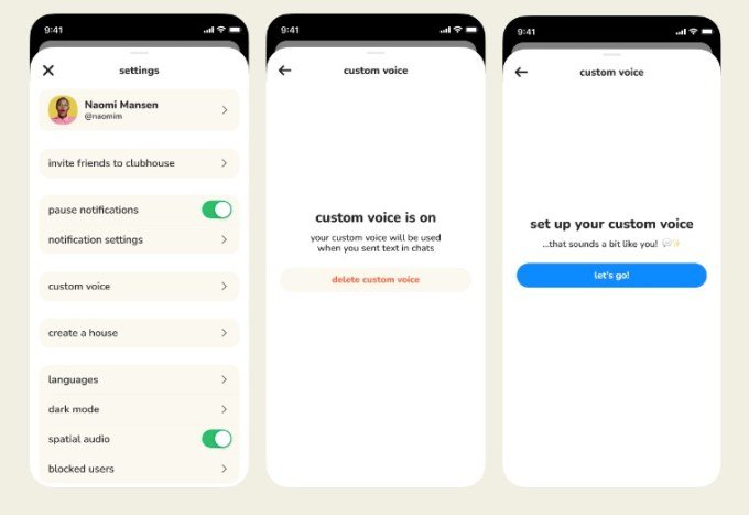 Clubhouse custom voice