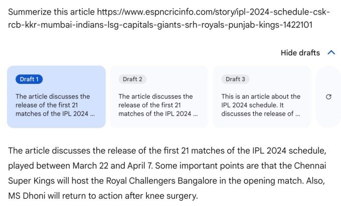 Gemini summary of an IPL schedule article