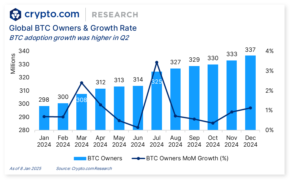 Global crypto adoption grew by 13% through 2024: report - 2