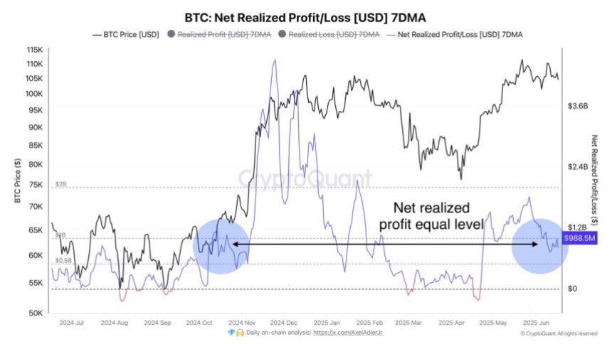 Bitcoin Net Realized Profit/Loss | Source: Darkfost on X